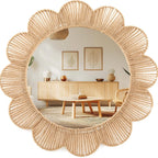 24-Inch Boho Scalloped Jute Wall Mirror