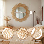 24-Inch Boho Scalloped Jute Wall Mirror