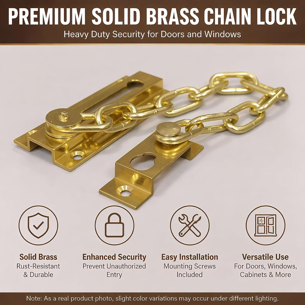Solid Brass Security Door Chain Guard