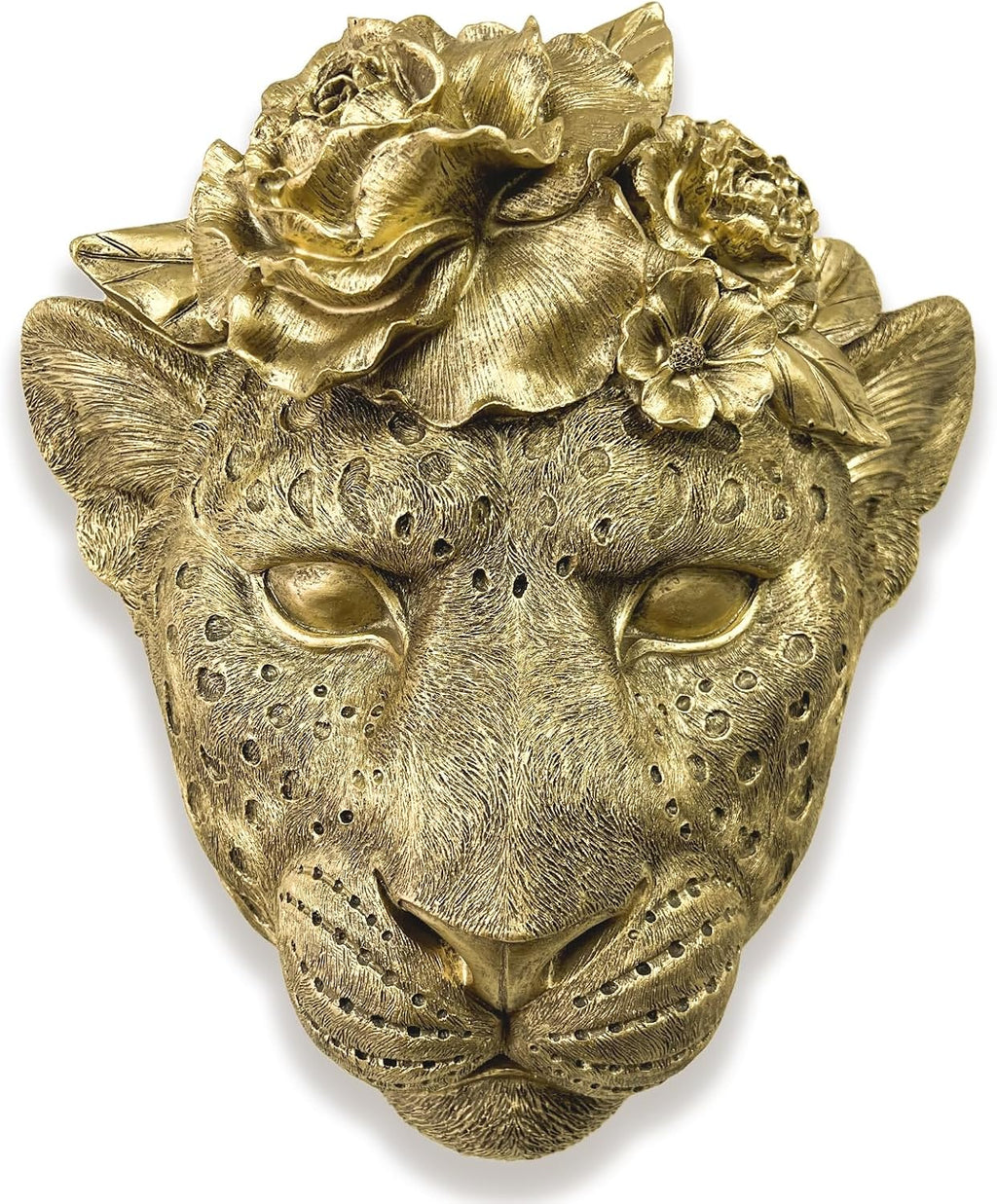 Gold Leopard Head Wall Sculpture
