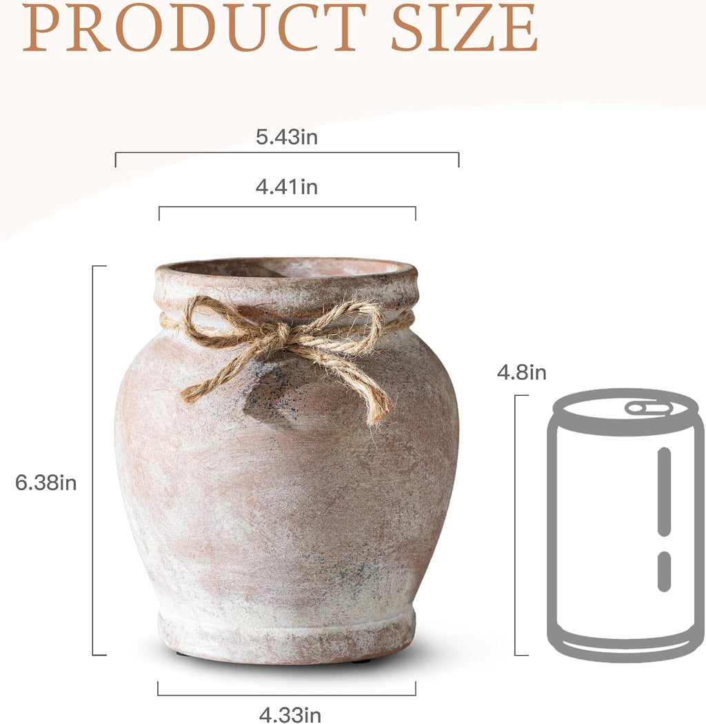 6.5-Inch Rustic Terracotta Ceramic Vase