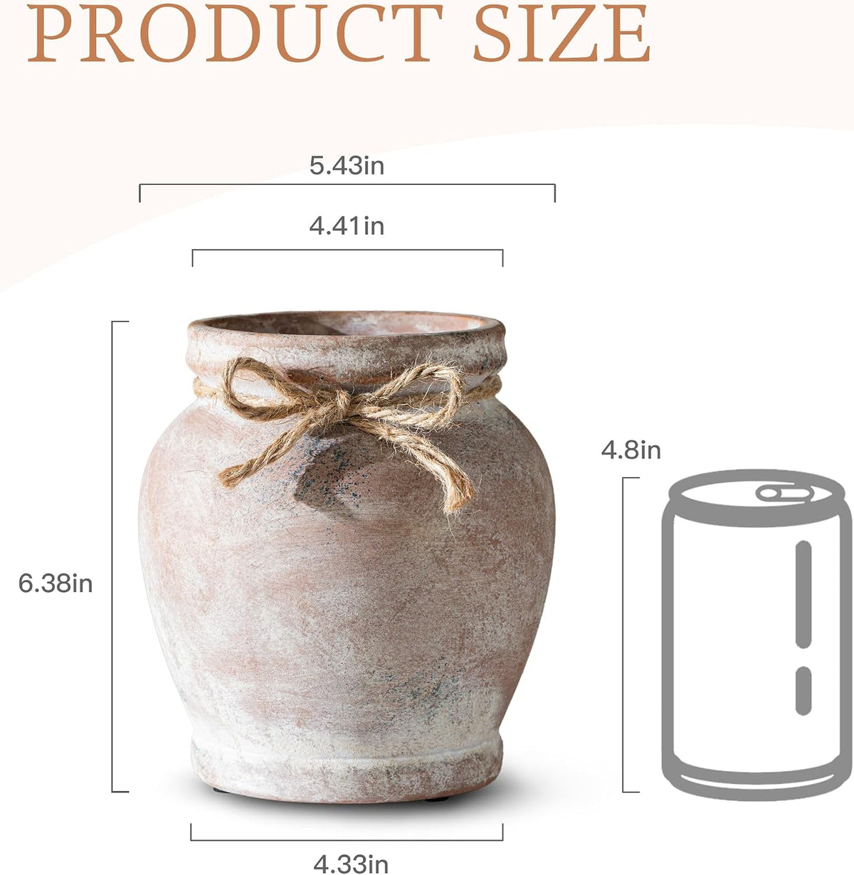 6.5-Inch Rustic Terracotta Ceramic Vase