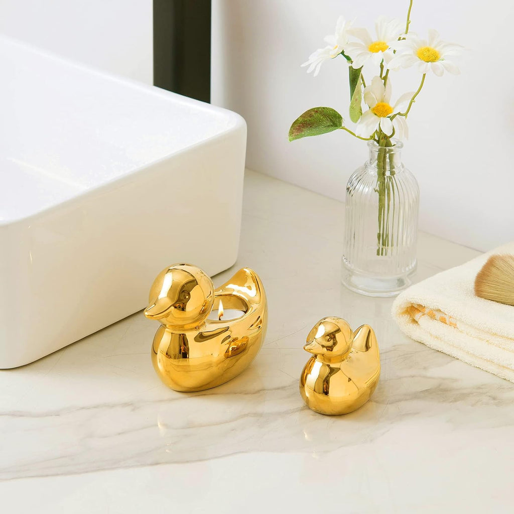 Golden Ceramic Duck Figurines