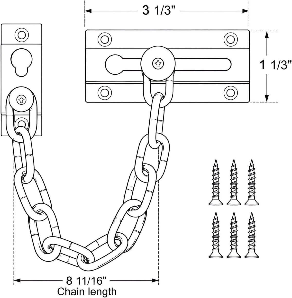 Solid Brass Security Door Chain Guard
