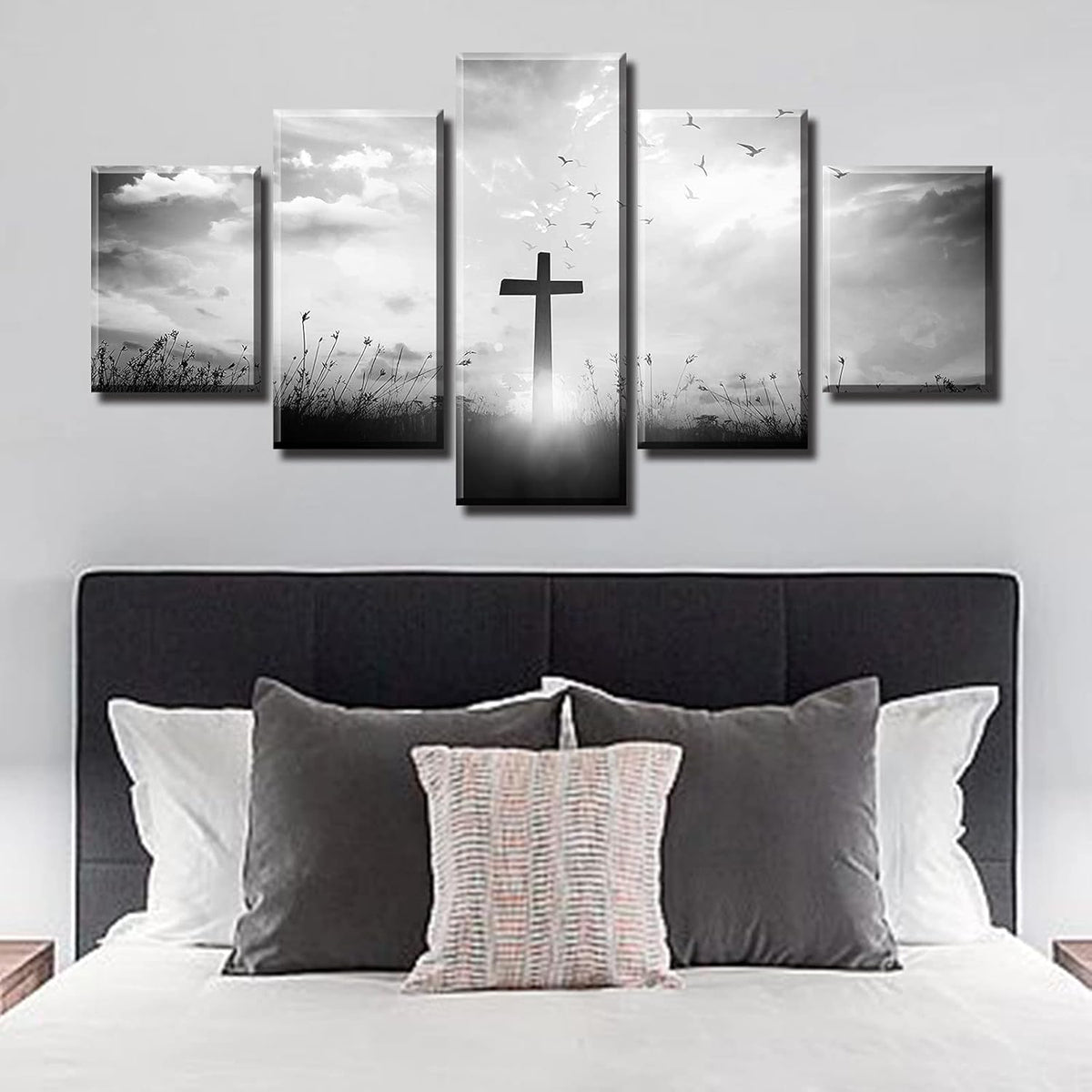 5-Panel Christian Cross Canvas Wall Art