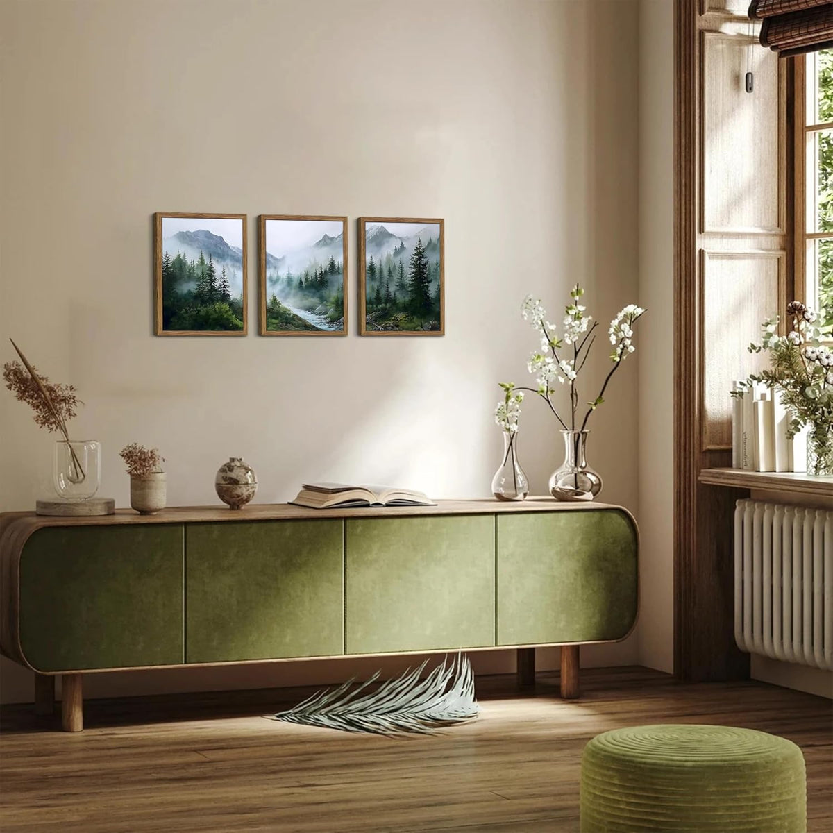 Framed Forest Landscape Wall Art – Set of 3