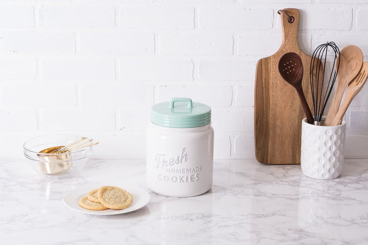 Aqua Ceramic Cookie Jar