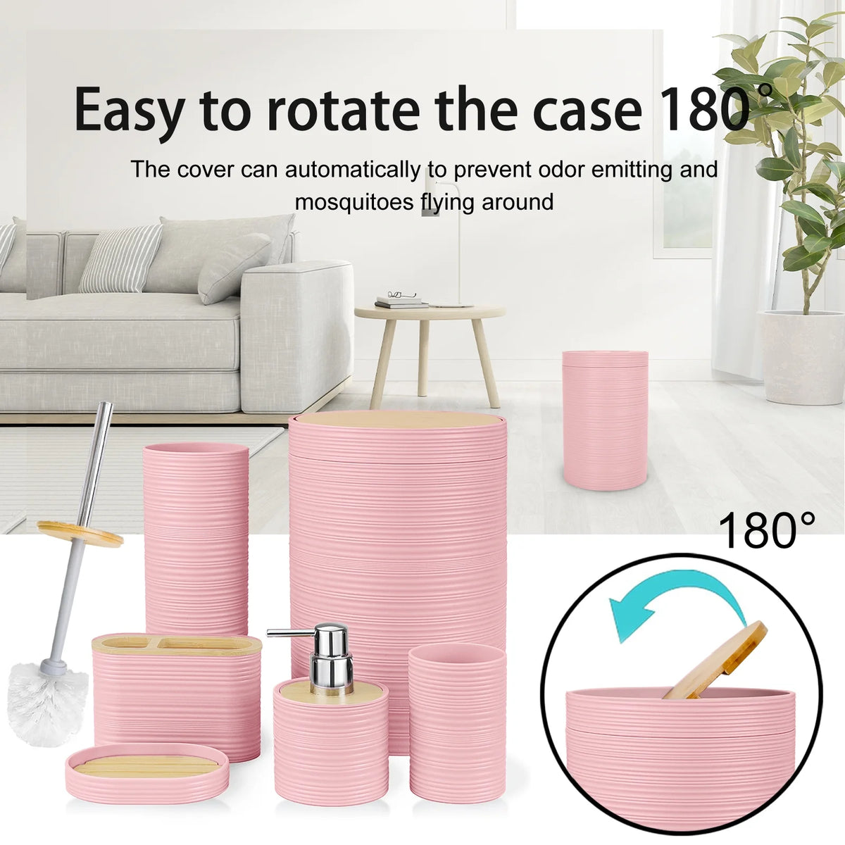 6-Piece Pink Bathroom Accessories Set