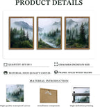 Framed Forest Landscape Wall Art – Set of 3
