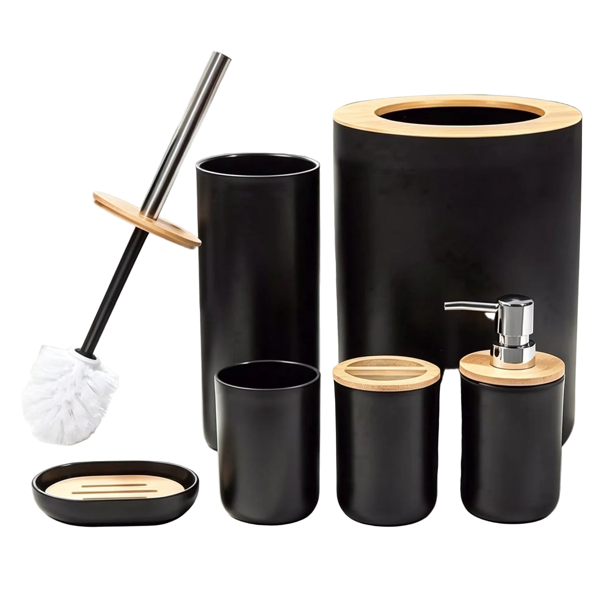 6-Piece Bamboo Bathroom Accessories Set