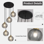 5-Light Smoked Glass Cluster Chandelier
