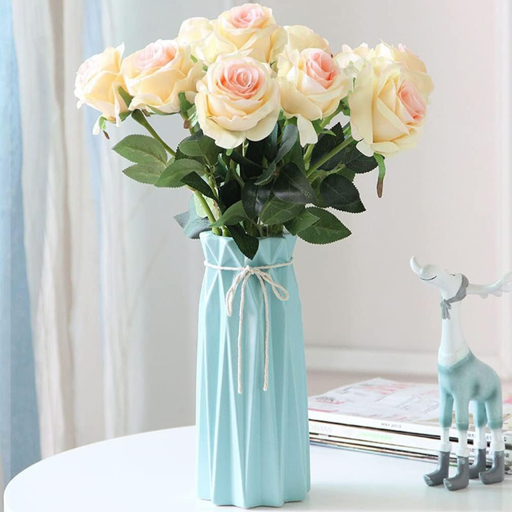 9.5-Inch Blue Ceramic Flower Vase