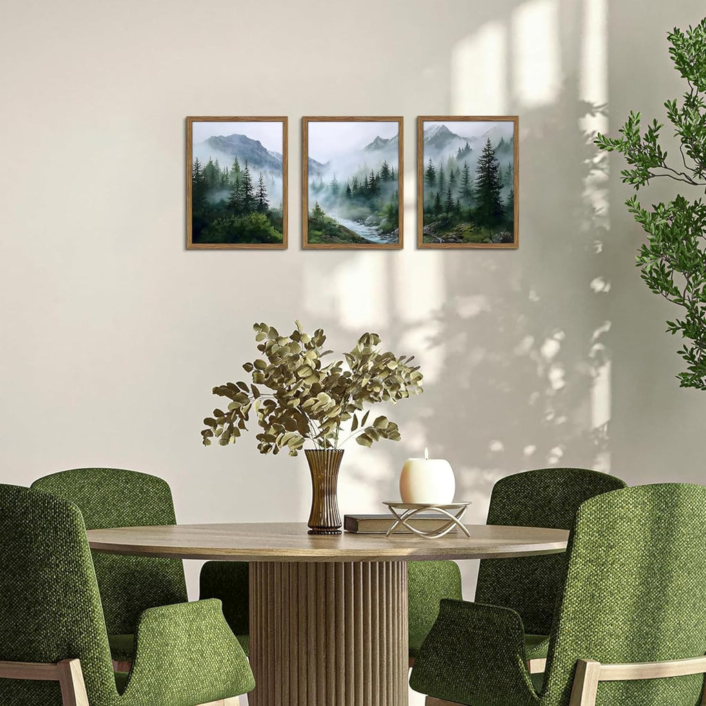 Framed Forest Landscape Wall Art – Set of 3