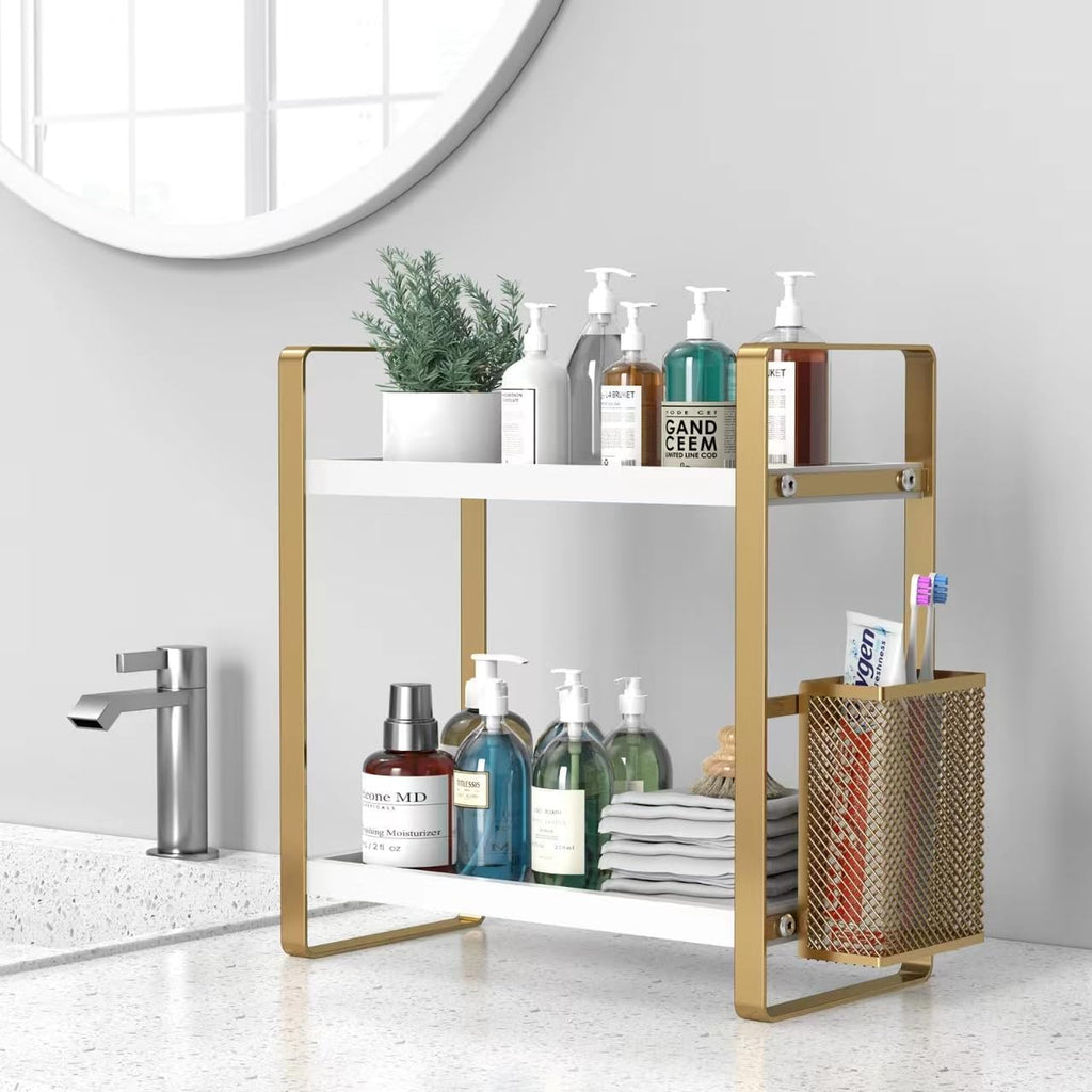 Bathroom Counter Organizer with Side Basket