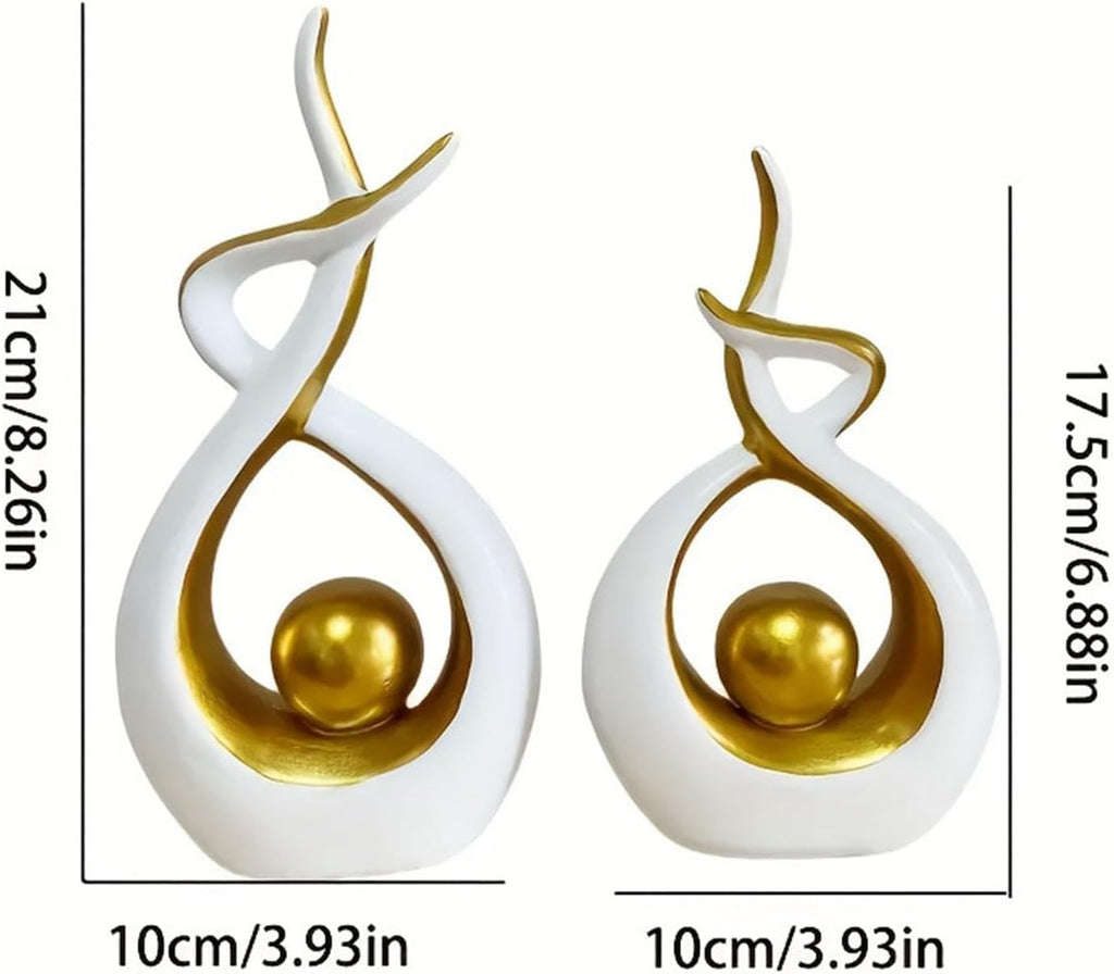 Abstract Gold Art Statues – Set of 2