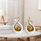 Abstract Gold Art Statues – Set of 2