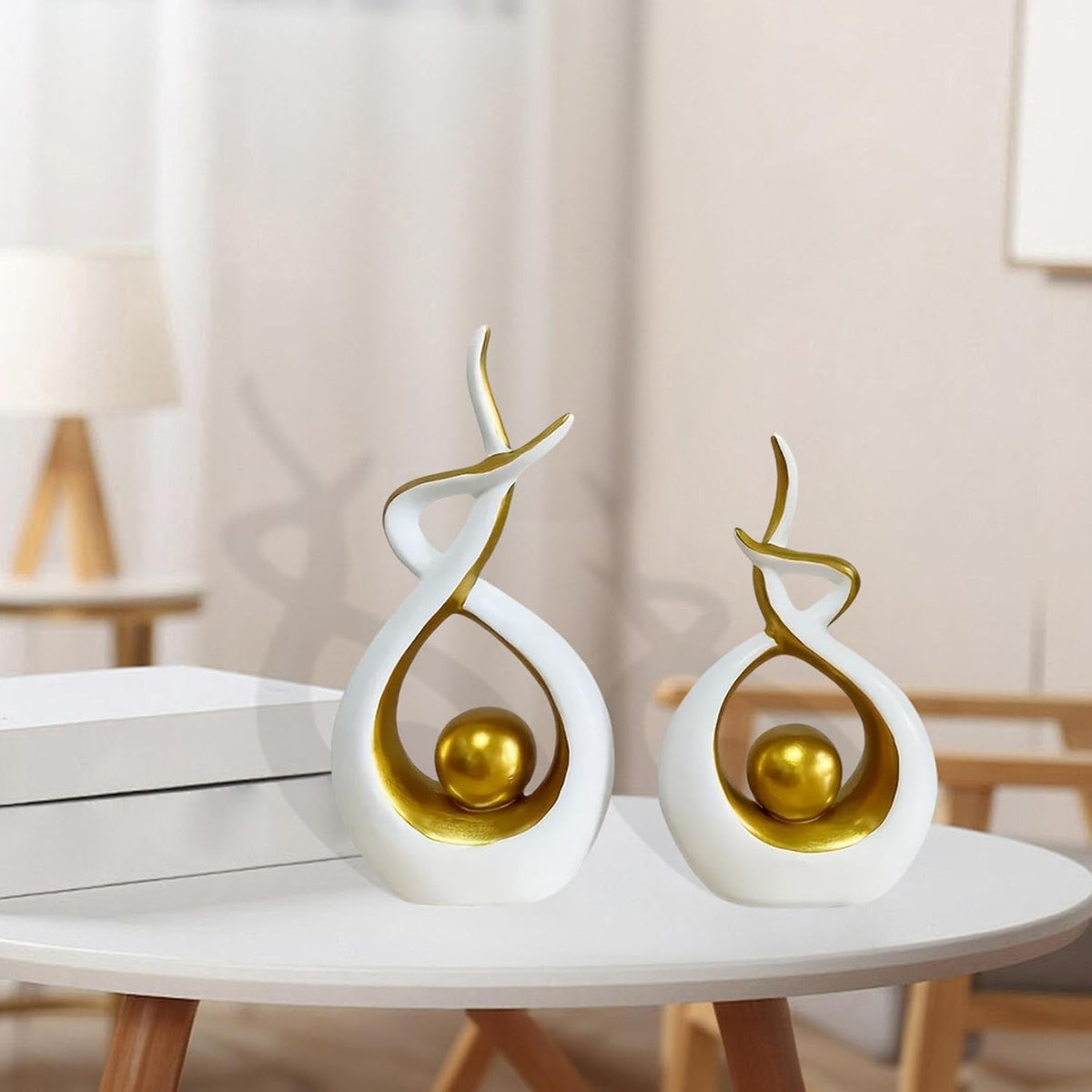 Abstract Gold Art Statues – Set of 2