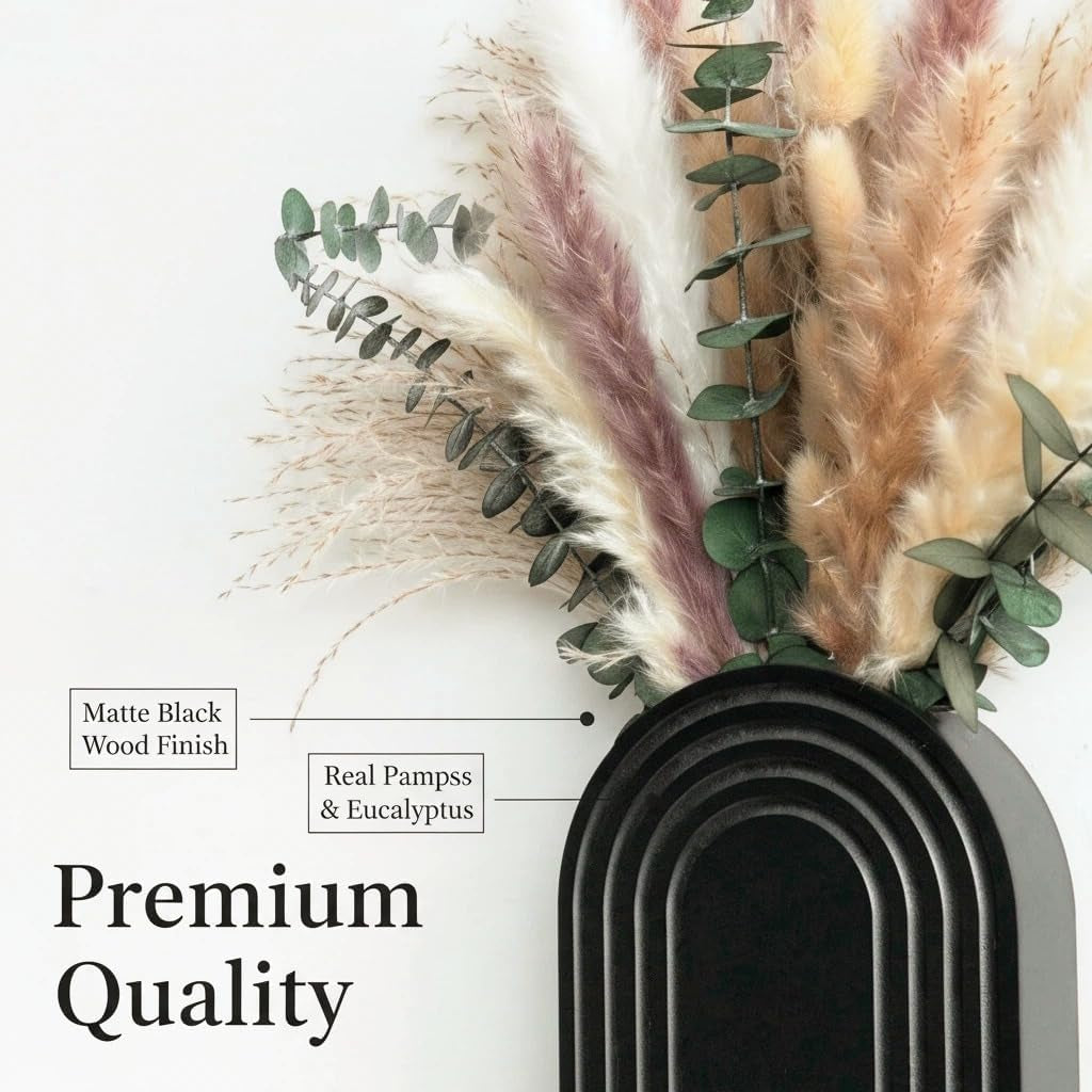 Modern Wooden Wall Vase Set of 2