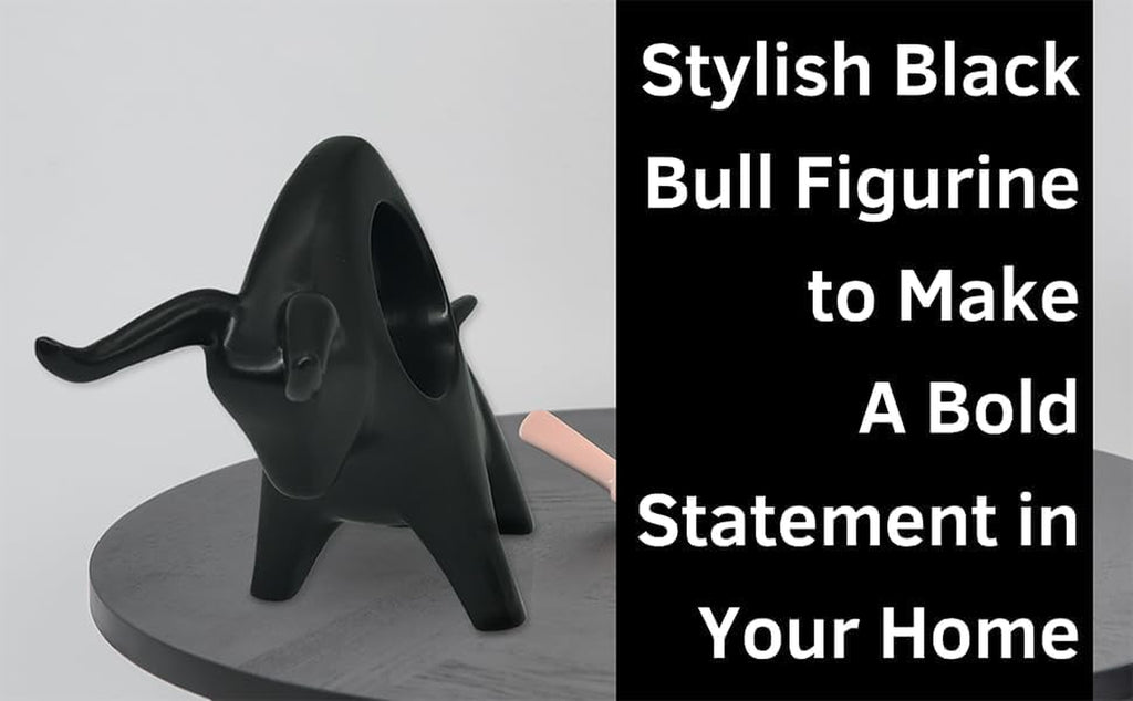 Black Ceramic Bull Statue