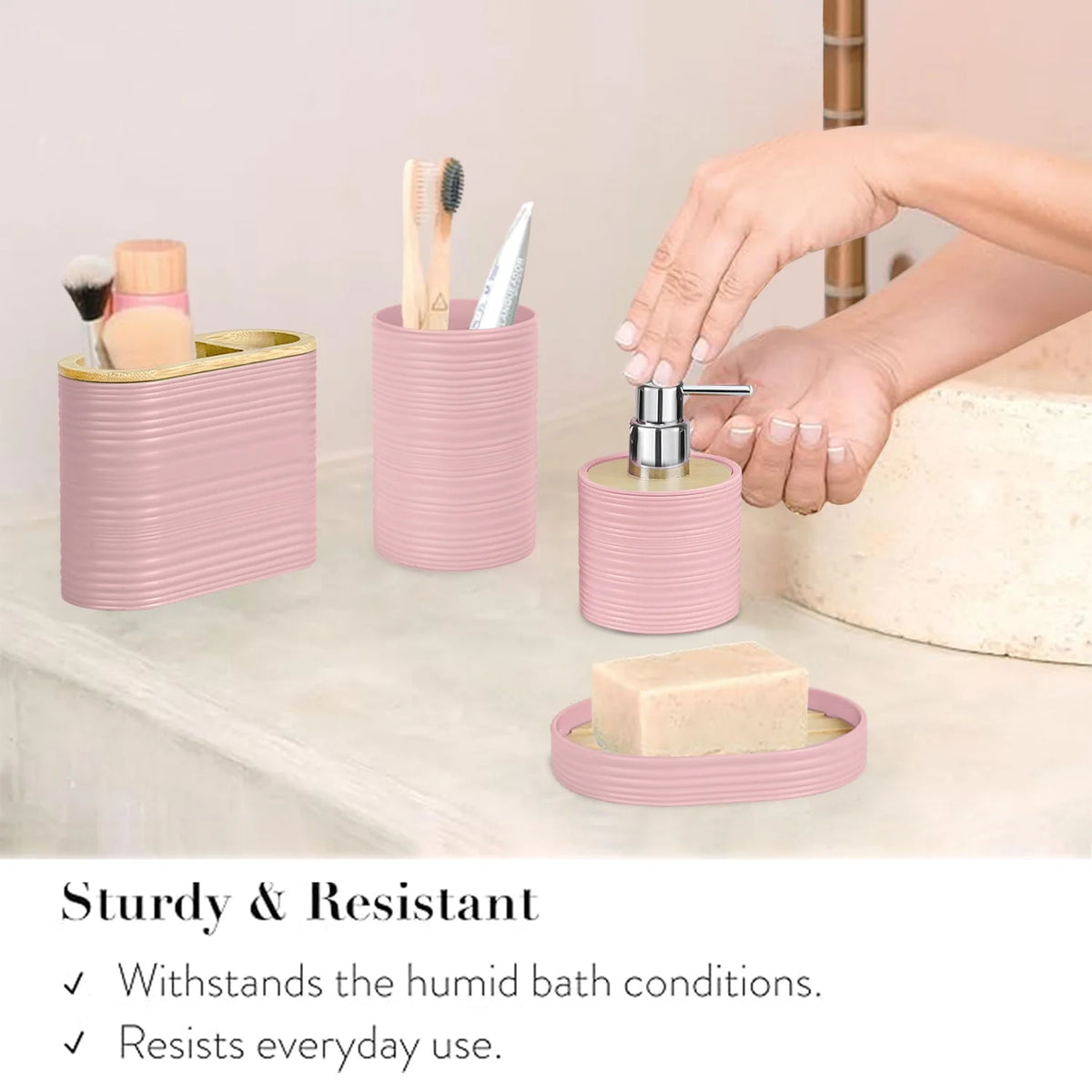 6-Piece Pink Bathroom Accessories Set