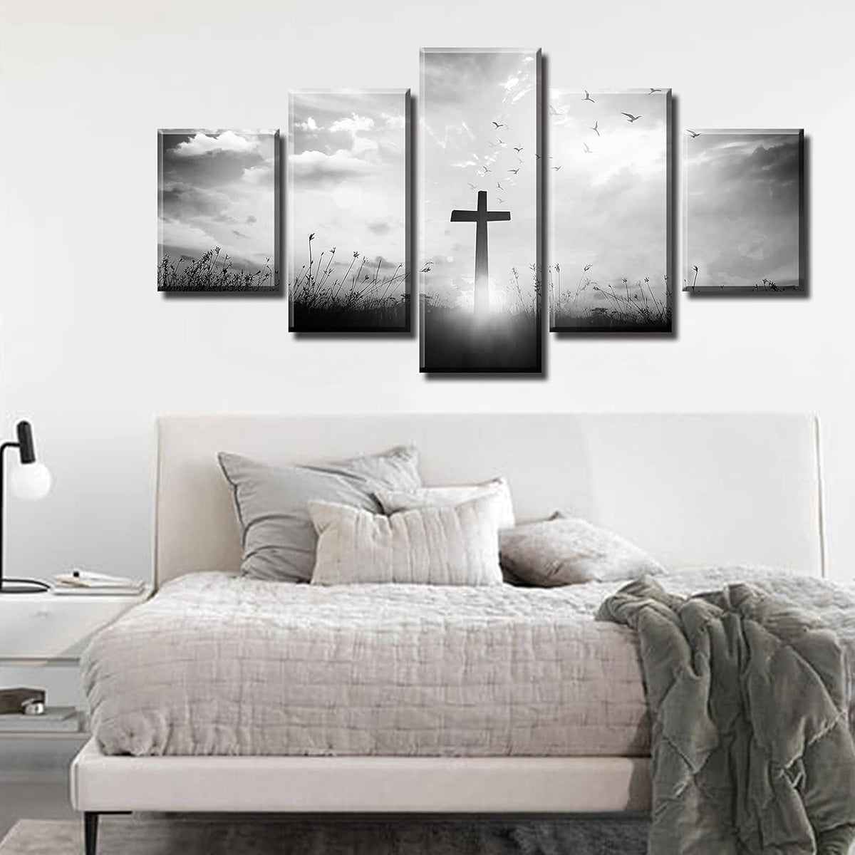 5-Panel Christian Cross Canvas Wall Art