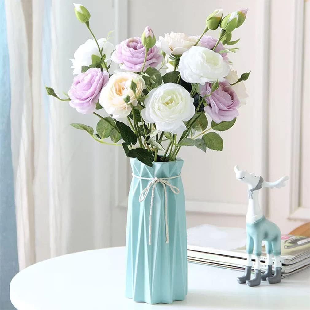 9.5-Inch Blue Ceramic Flower Vase