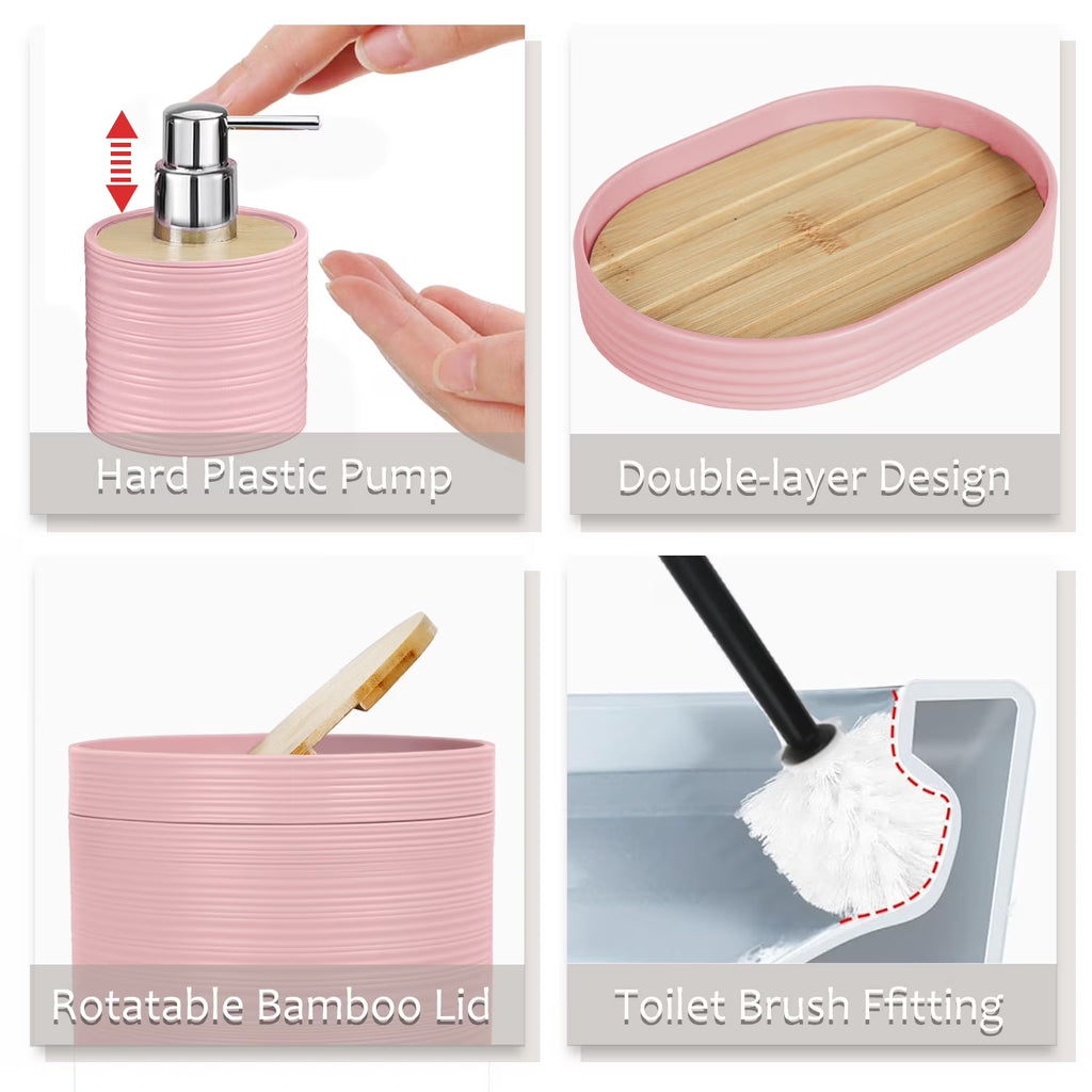 6-Piece Pink Bathroom Accessories Set