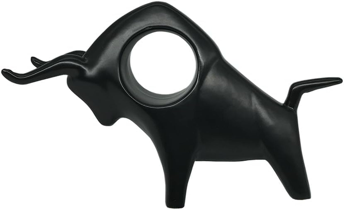 Black Ceramic Bull Statue