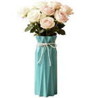 9.5-Inch Blue Ceramic Flower Vase