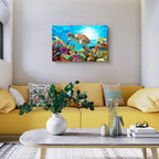 Sea Turtle Family Canvas Wall Art