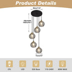5-Light Smoked Glass Cluster Chandelier
