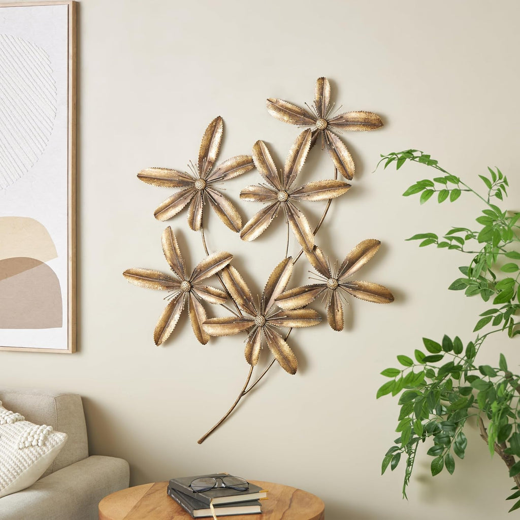 Gold Floral Metal Wall Decor