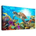 Sea Turtle Family Canvas Wall Art