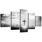 5-Panel Christian Cross Canvas Wall Art