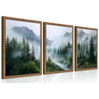 Framed Forest Landscape Wall Art – Set of 3