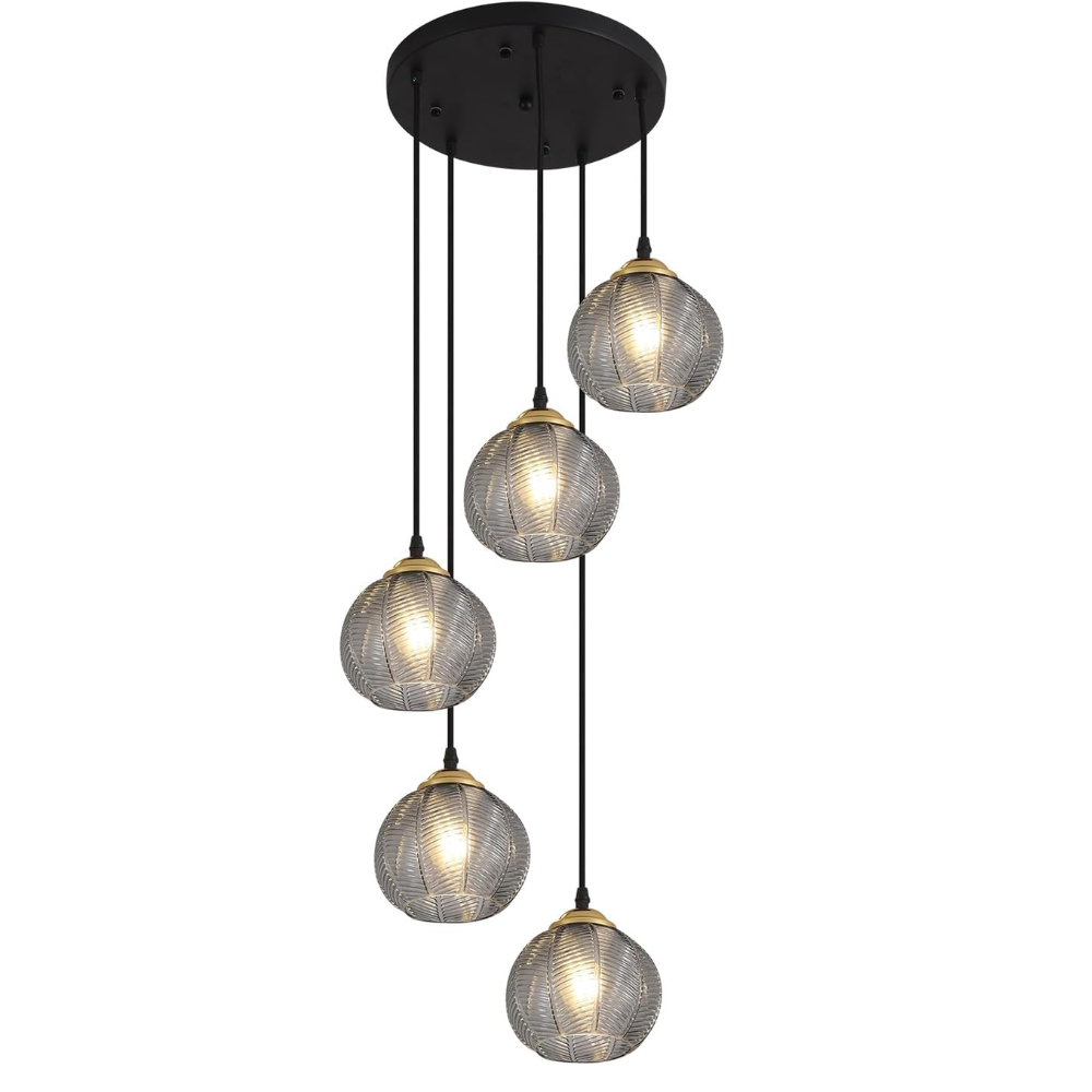 5-Light Smoked Glass Cluster Chandelier
