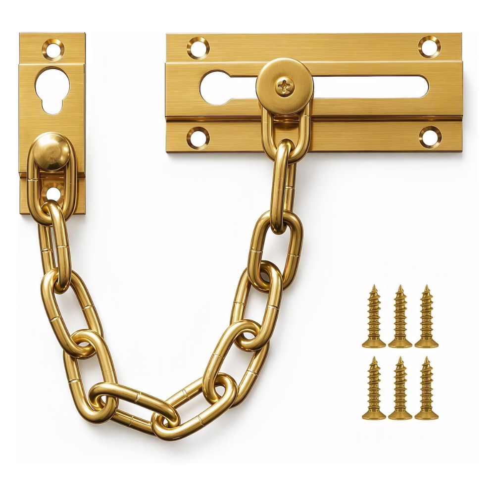 Solid Brass Security Door Chain Guard