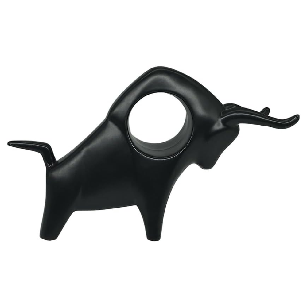 Black Ceramic Bull Statue