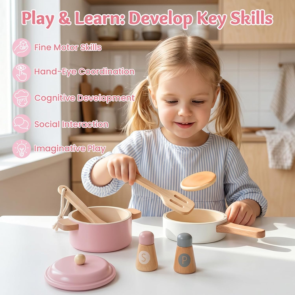 Wooden Pretend Play Kitchen Set