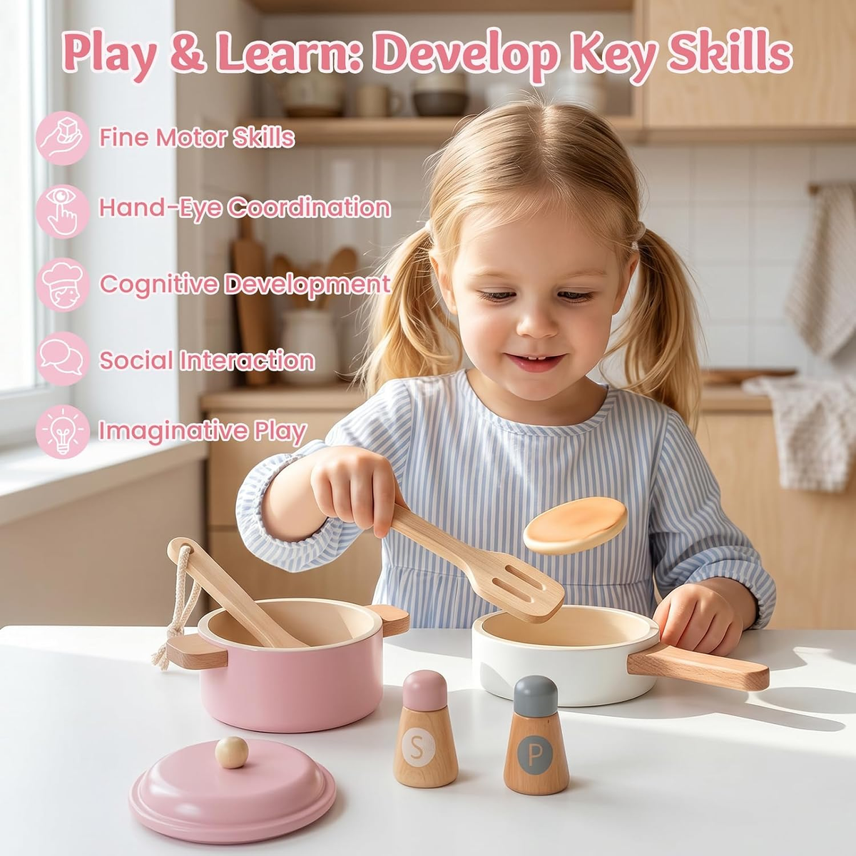 Wooden Pretend Play Kitchen Set