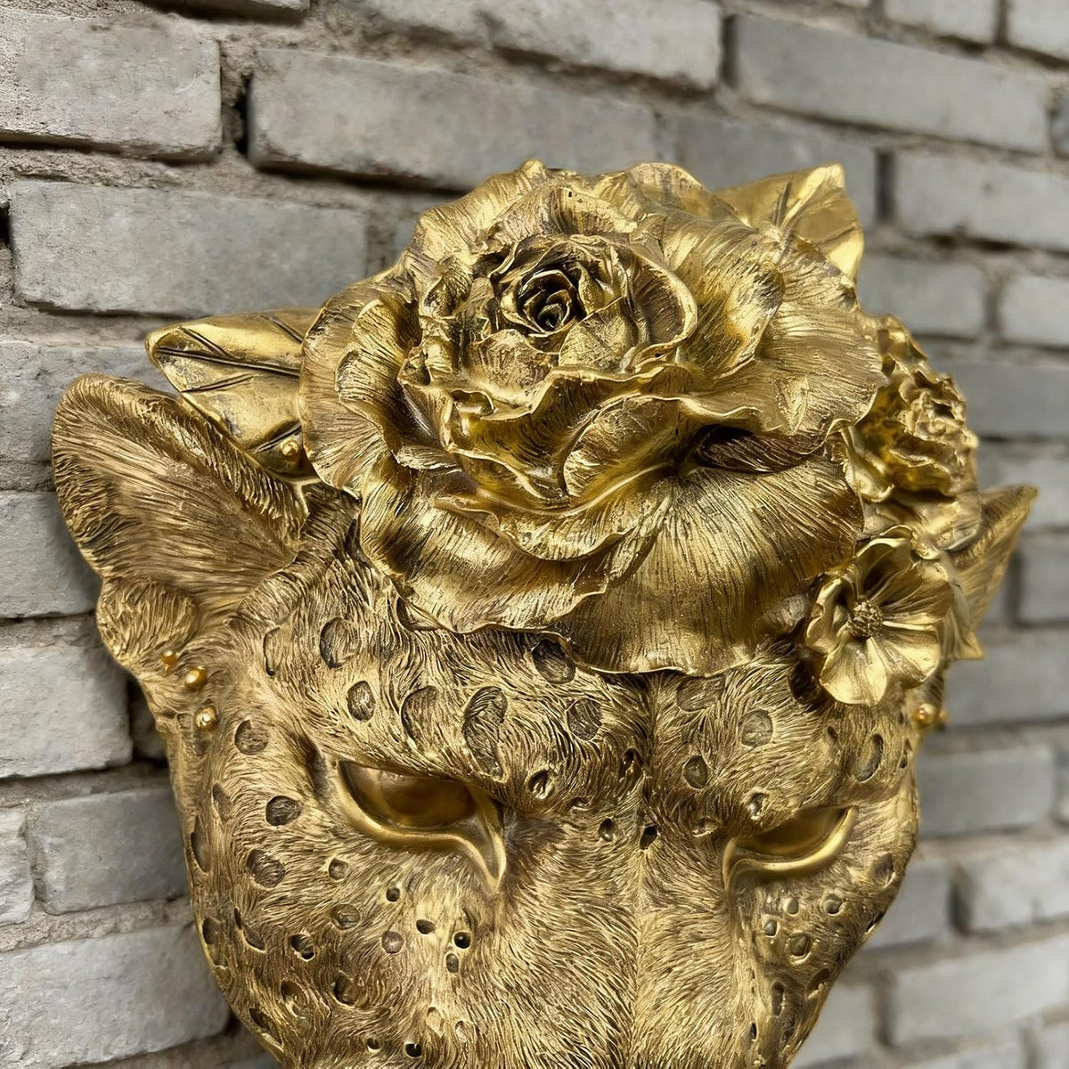 Gold Leopard Head Wall Sculpture