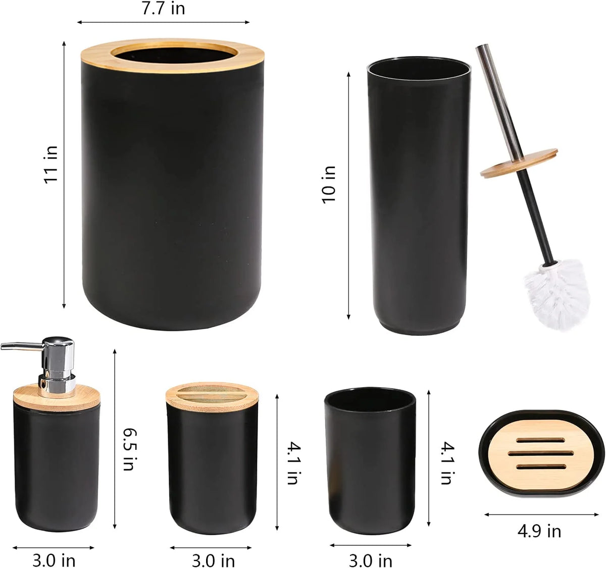 6-Piece Bamboo Bathroom Accessories Set