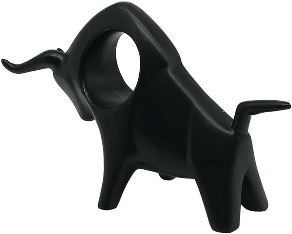 Black Ceramic Bull Statue