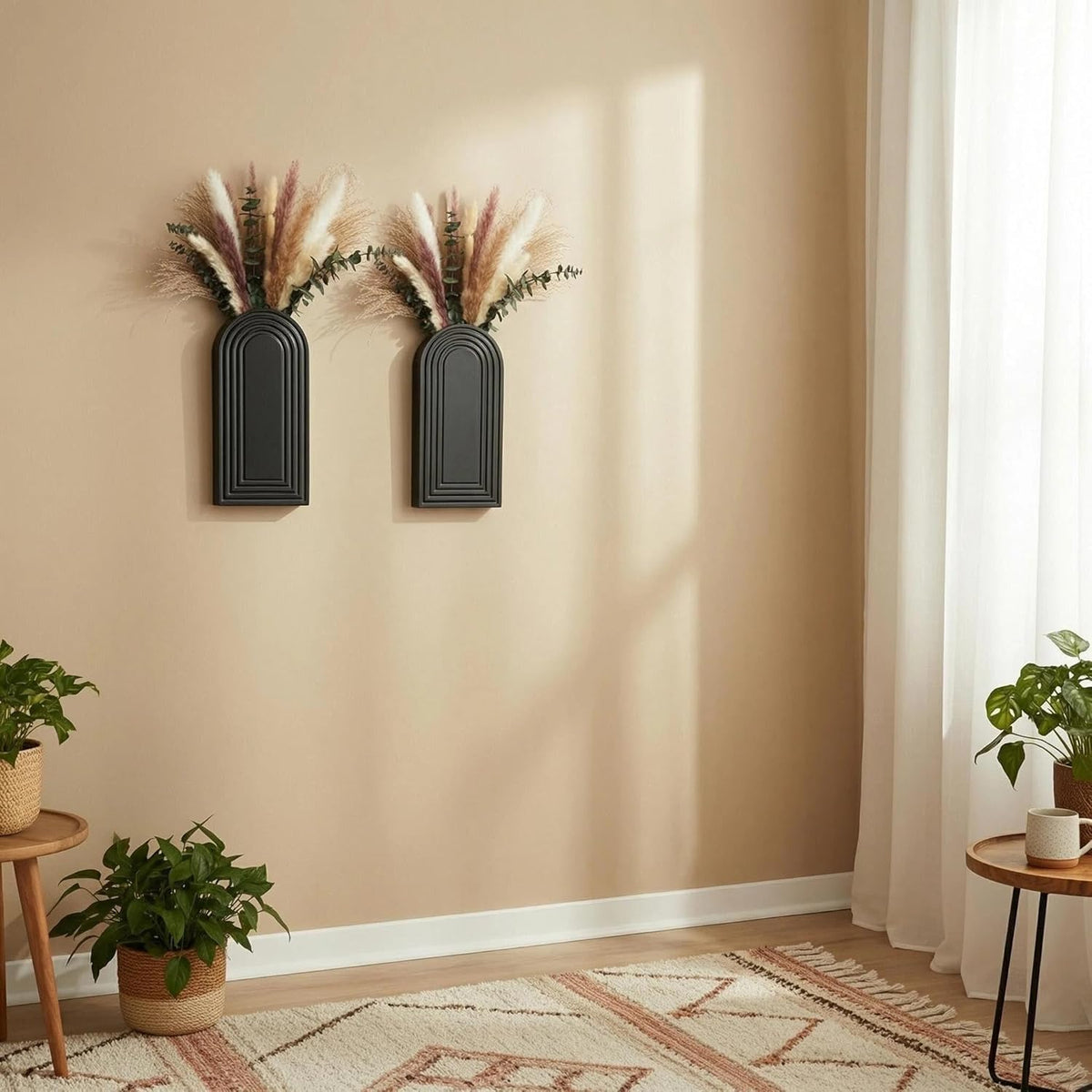 Modern Wooden Wall Vase Set of 2