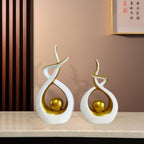 Abstract Gold Art Statues – Set of 2