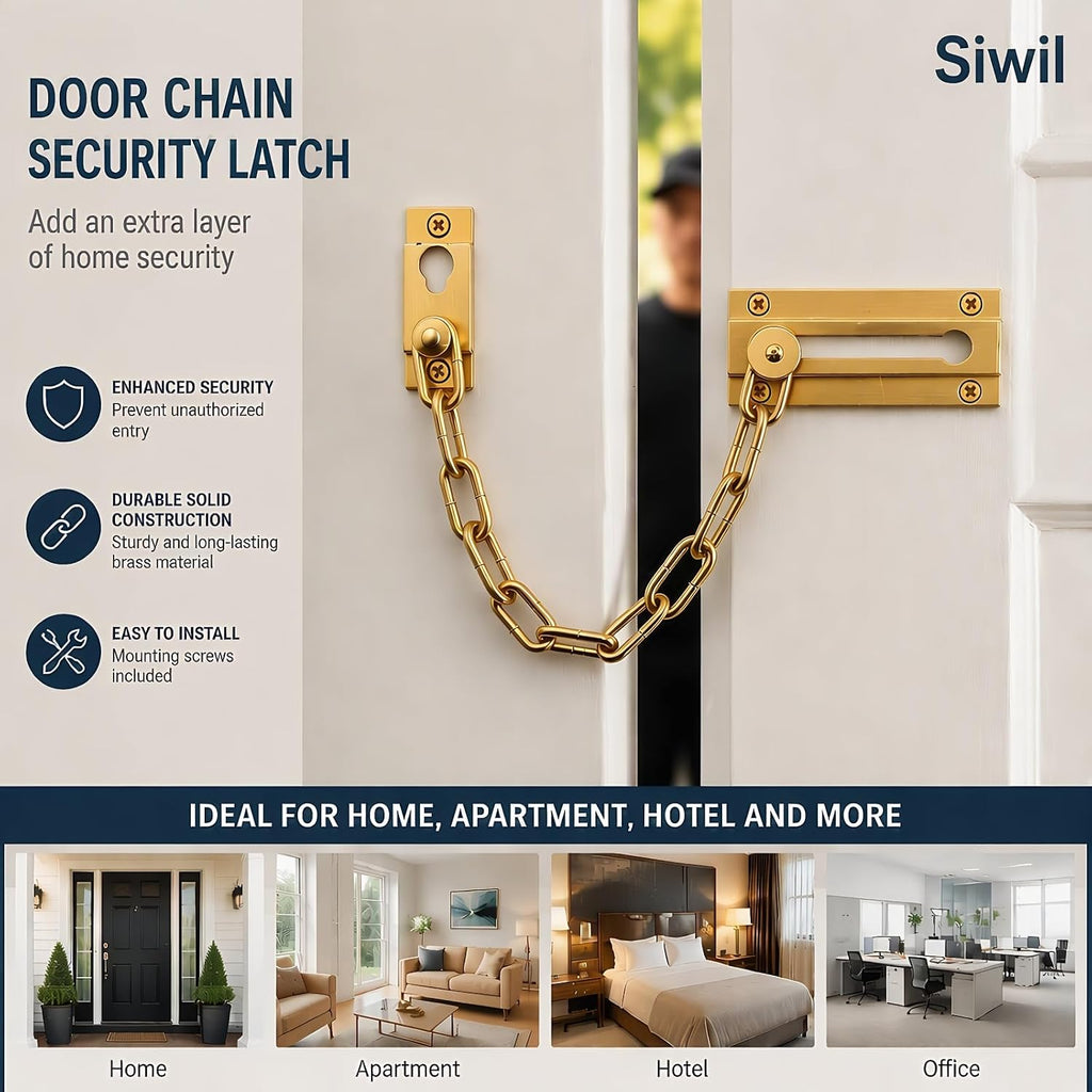 Solid Brass Security Door Chain Guard