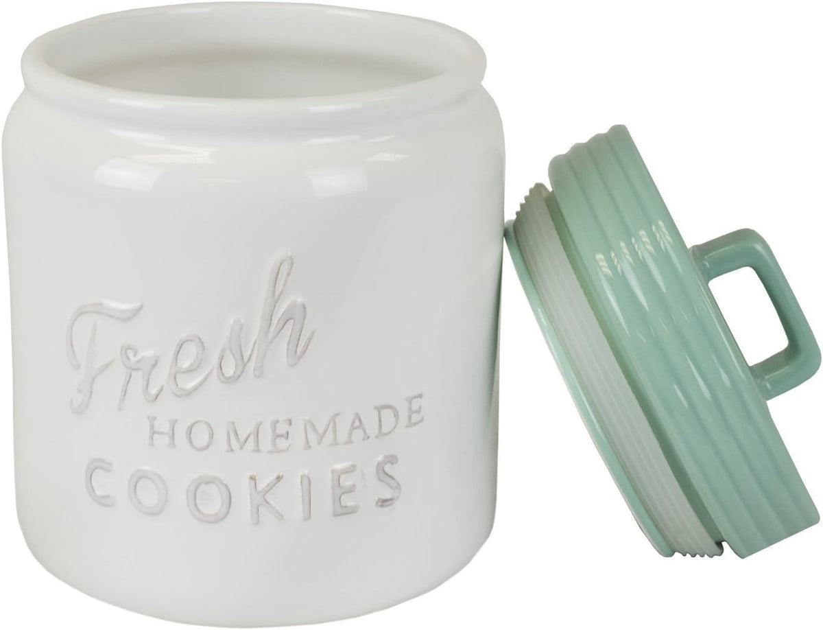 Aqua Ceramic Cookie Jar