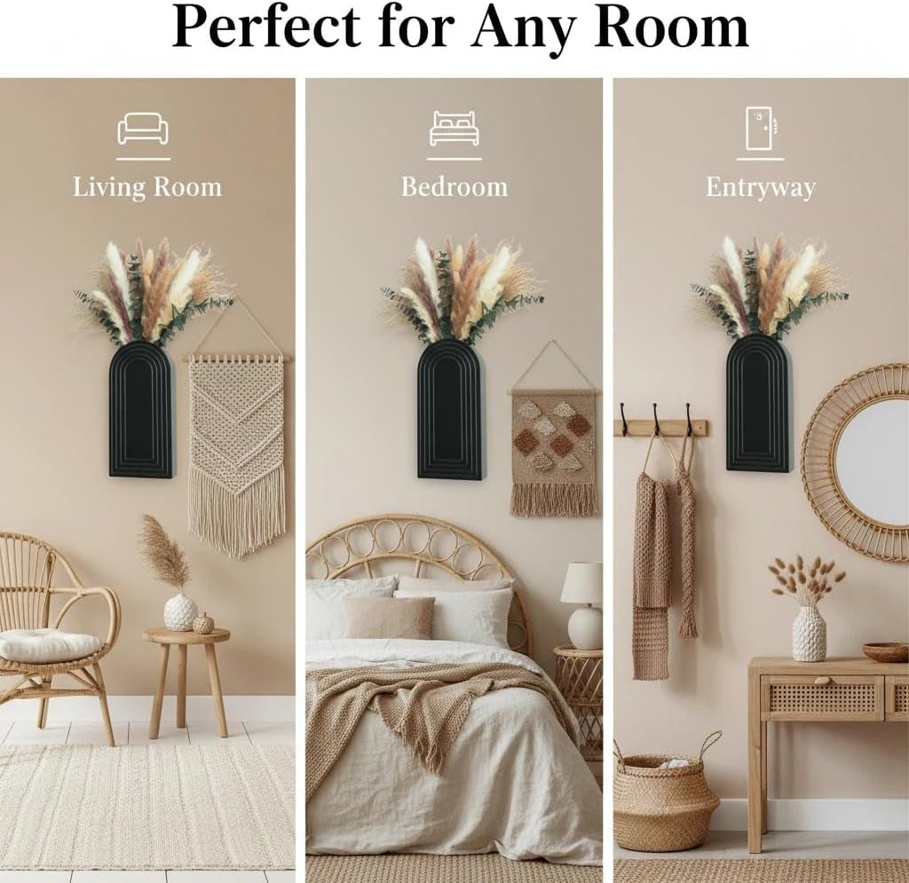 Modern Wooden Wall Vase Set of 2
