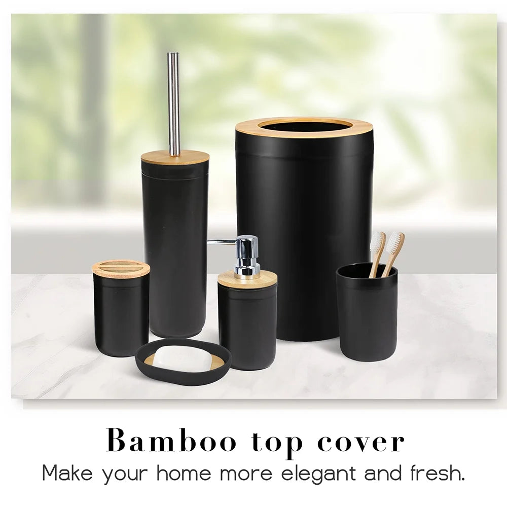 6-Piece Bamboo Bathroom Accessories Set