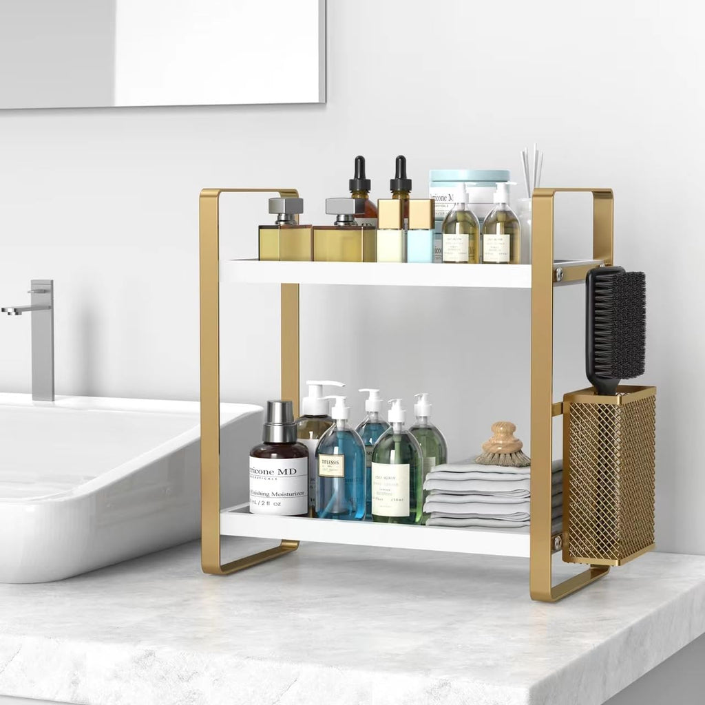 Bathroom Counter Organizer with Side Basket